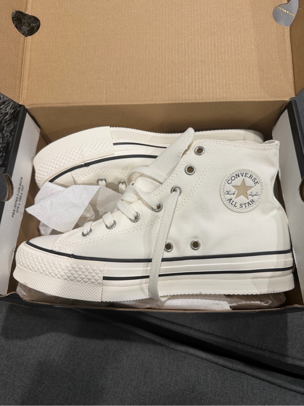 Converse Kids High Top Sneakers - White with Black Stripes